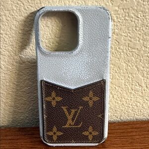 Louis Vuitton Blue Leather 13 Pro iPhone Case with Monogram Card Pocket